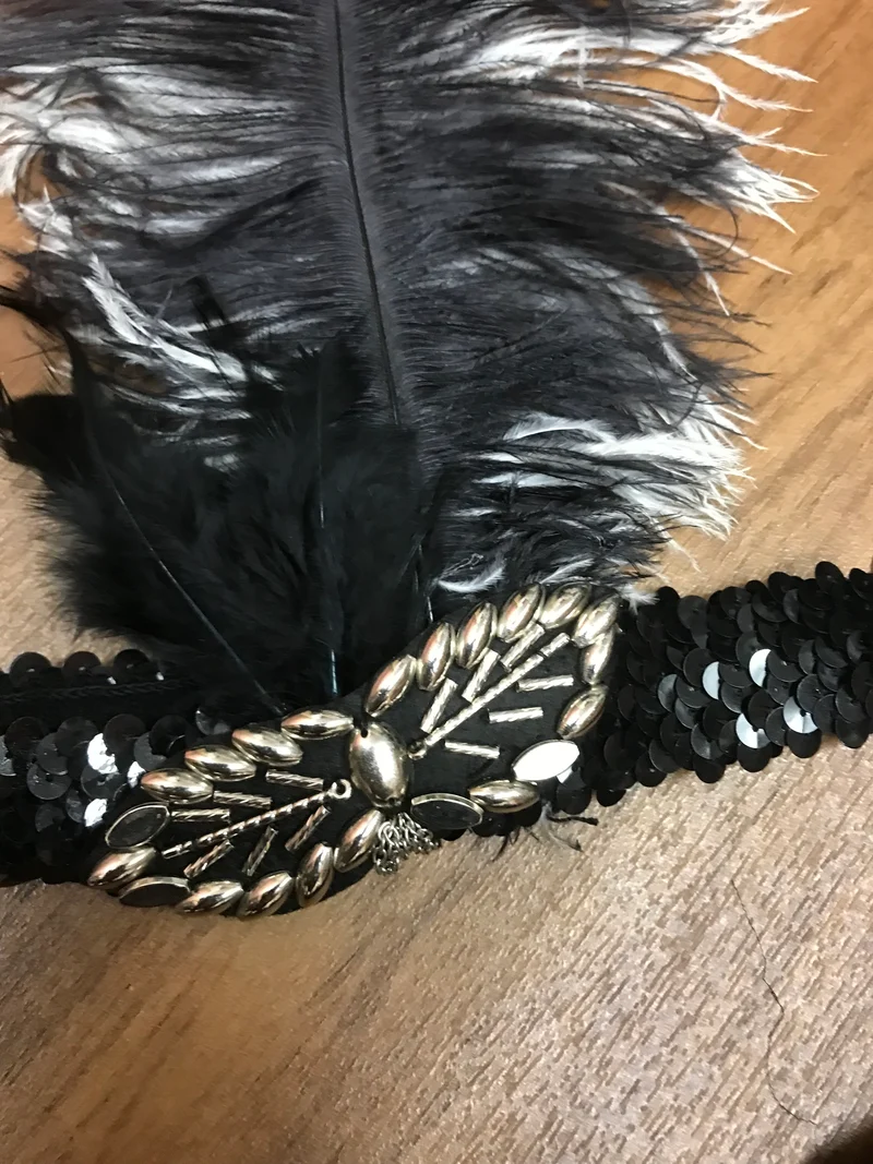 Flapperkleid Schwarz Gr. 34 mit Kopfschmuck
