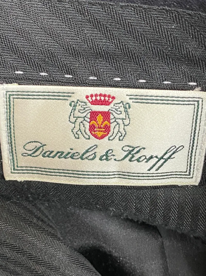 Vintage Bundfaltenhose Herren Schwarz Schurwolle Made in Italy Gr. 52