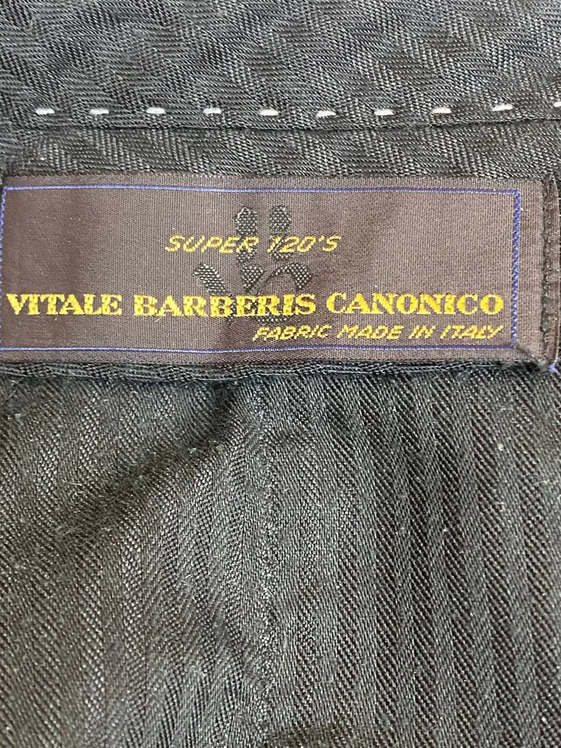 Vintage Bundfaltenhose Herren Schwarz Schurwolle Made in Italy Gr. 52