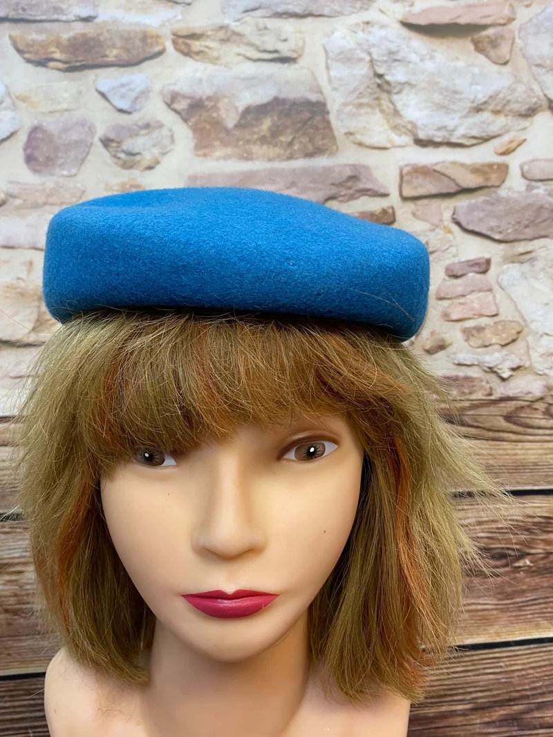 Damen Hut Pillbox-Hut Vintage blau, Onesize