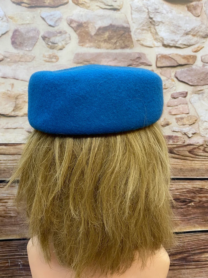 Damen Hut Pillbox-Hut Vintage blau, Onesize