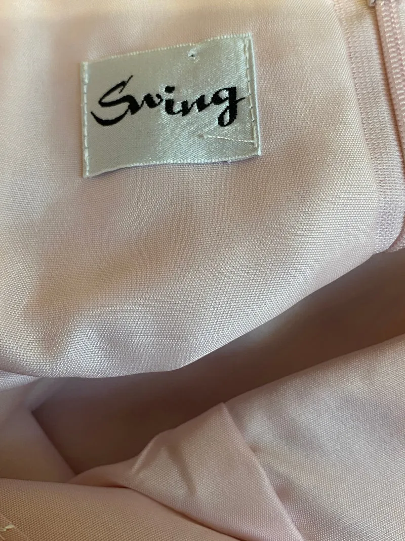 Vintage Abendkleid rosé lang Swing Gr. 38 mit Rückenträger