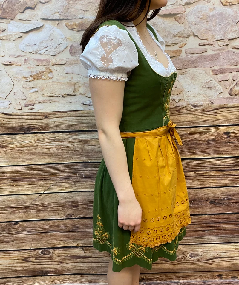 Vintage Dirndl grün - Stickerei, Gr.36
