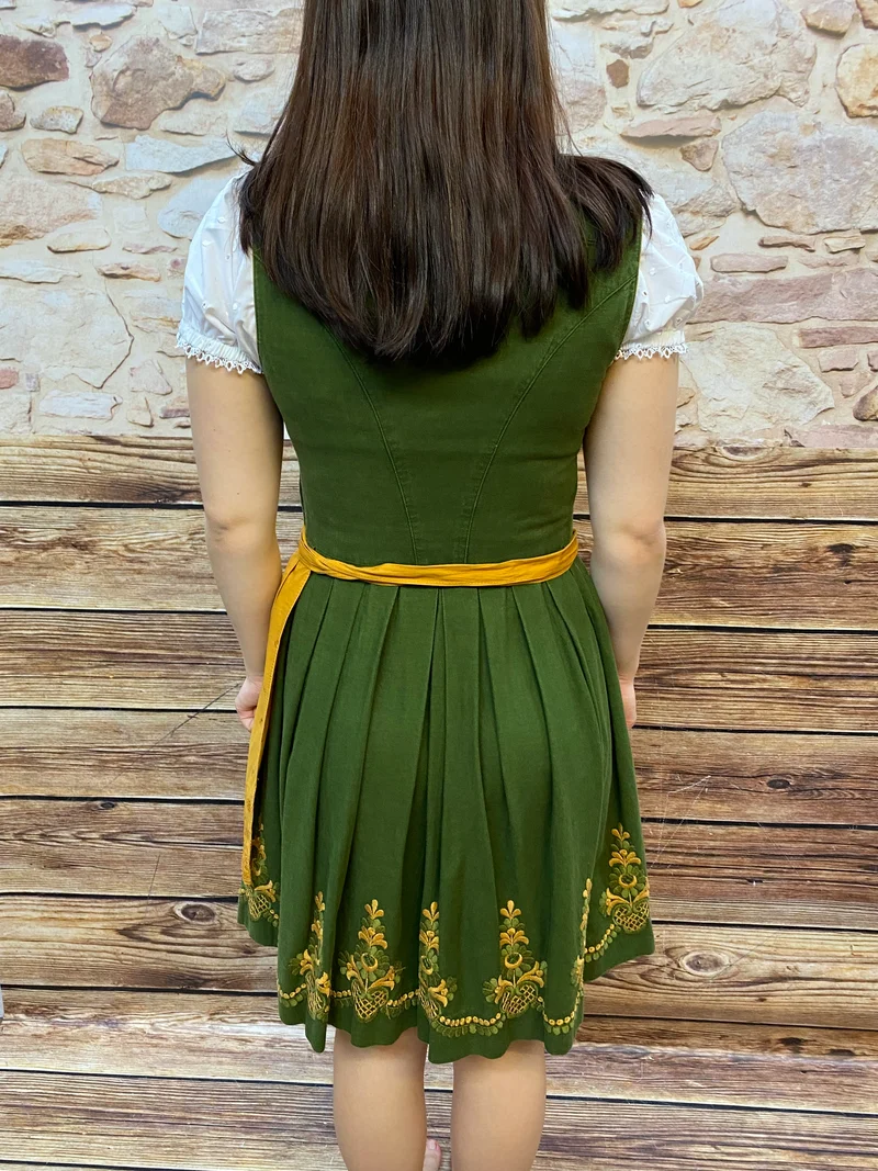 Vintage Dirndl grün - Stickerei, Gr.36