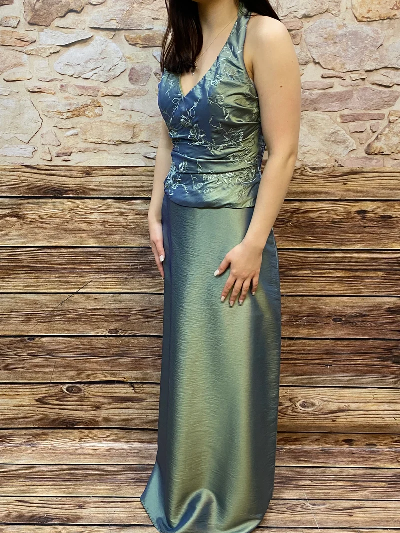 Abendkleid blassgrün 3-teilig lang Gr. 36 Set Ballkleid