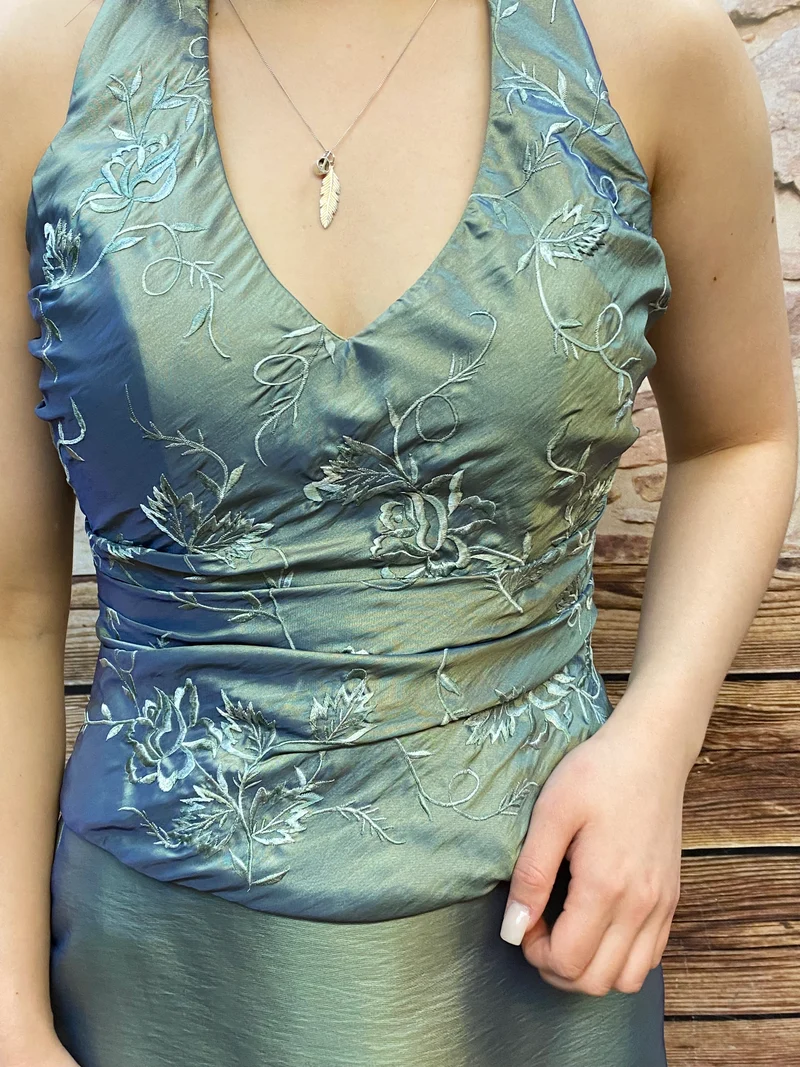 Abendkleid blassgrün 3-teilig lang Gr. 36 Set Ballkleid