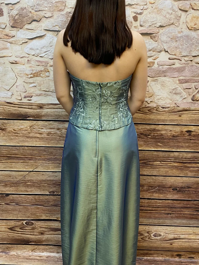 Abendkleid blassgrün 3-teilig lang Gr. 36 Set Ballkleid
