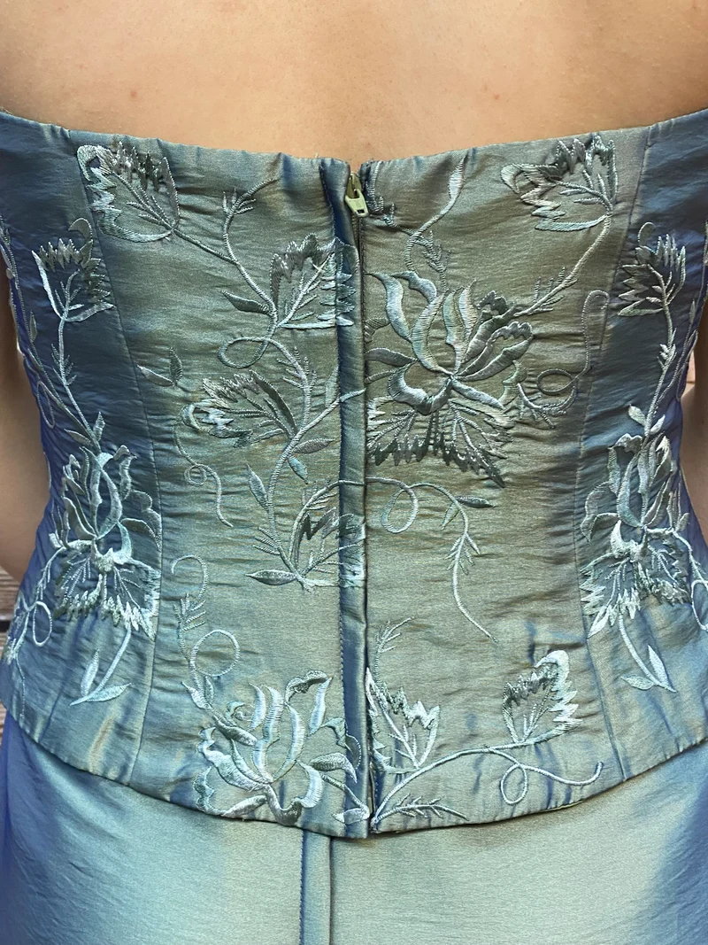 Abendkleid blassgrün 3-teilig lang Gr. 36 Set Ballkleid