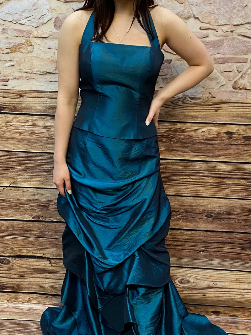 Abendkleid türkis petrol 2-teilig lang Unique Gr. 36