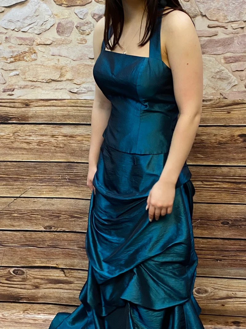 Abendkleid türkis petrol 2-teilig lang Unique Gr. 36
