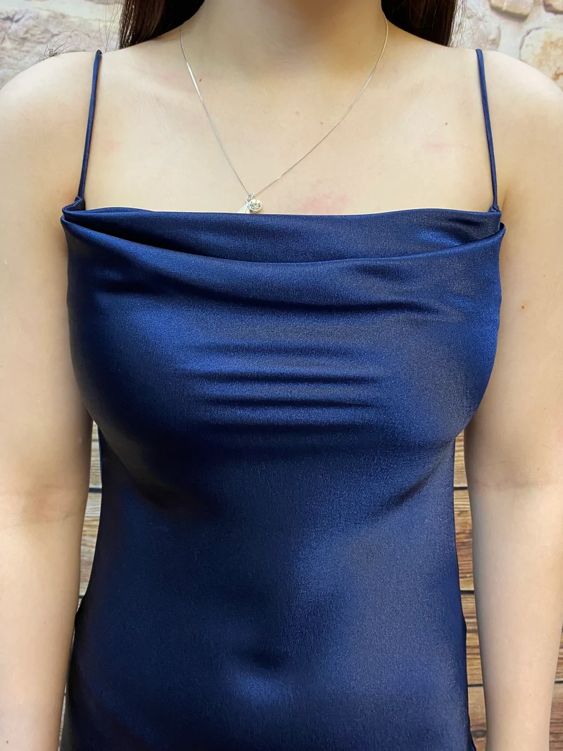 Vintage Abendkleid blau lang Yessika Gr. 36 Wasserfall