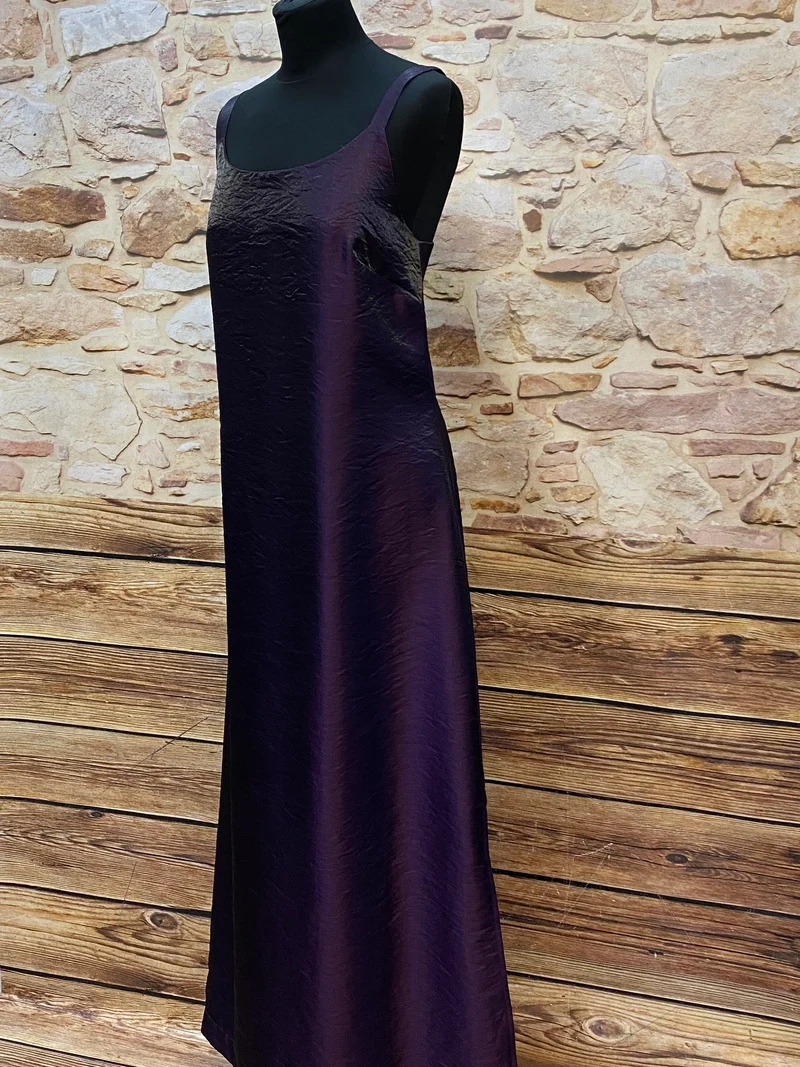 Vintage Abendkleid lila lang schimmernd Zero Gr. 40