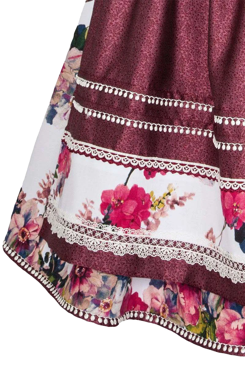 Mini Blumen-Dirndl weinrot