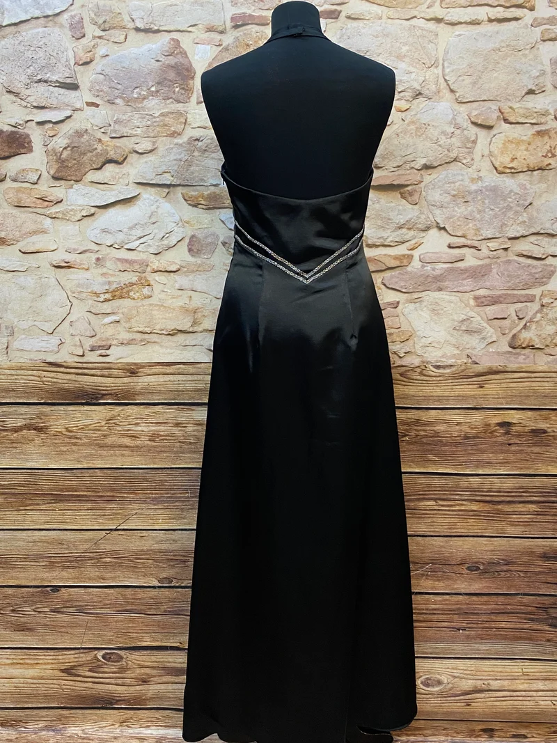 Vintage Abendkleid schwarz Neckholder Perlen Destiny Gr. 36