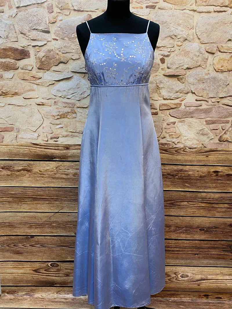 Vintage Abendkleid Hellblau Pailletten Morgan & Co Gr. 36