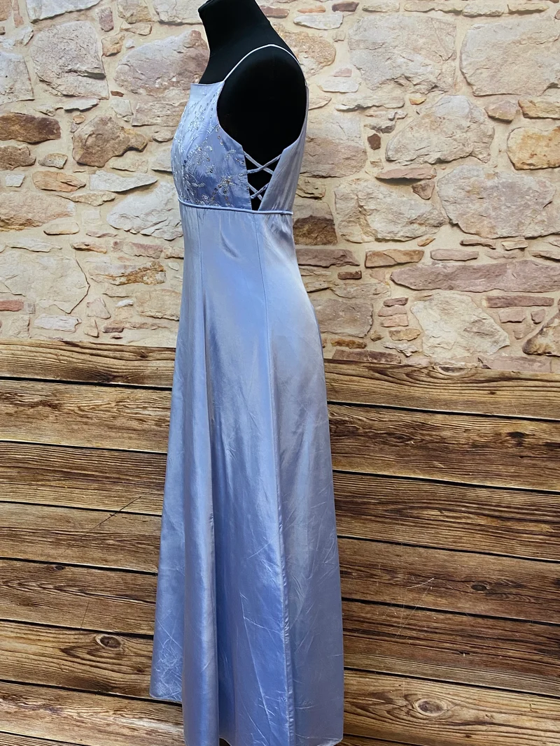 Vintage Abendkleid Hellblau Pailletten Morgan & Co Gr. 36