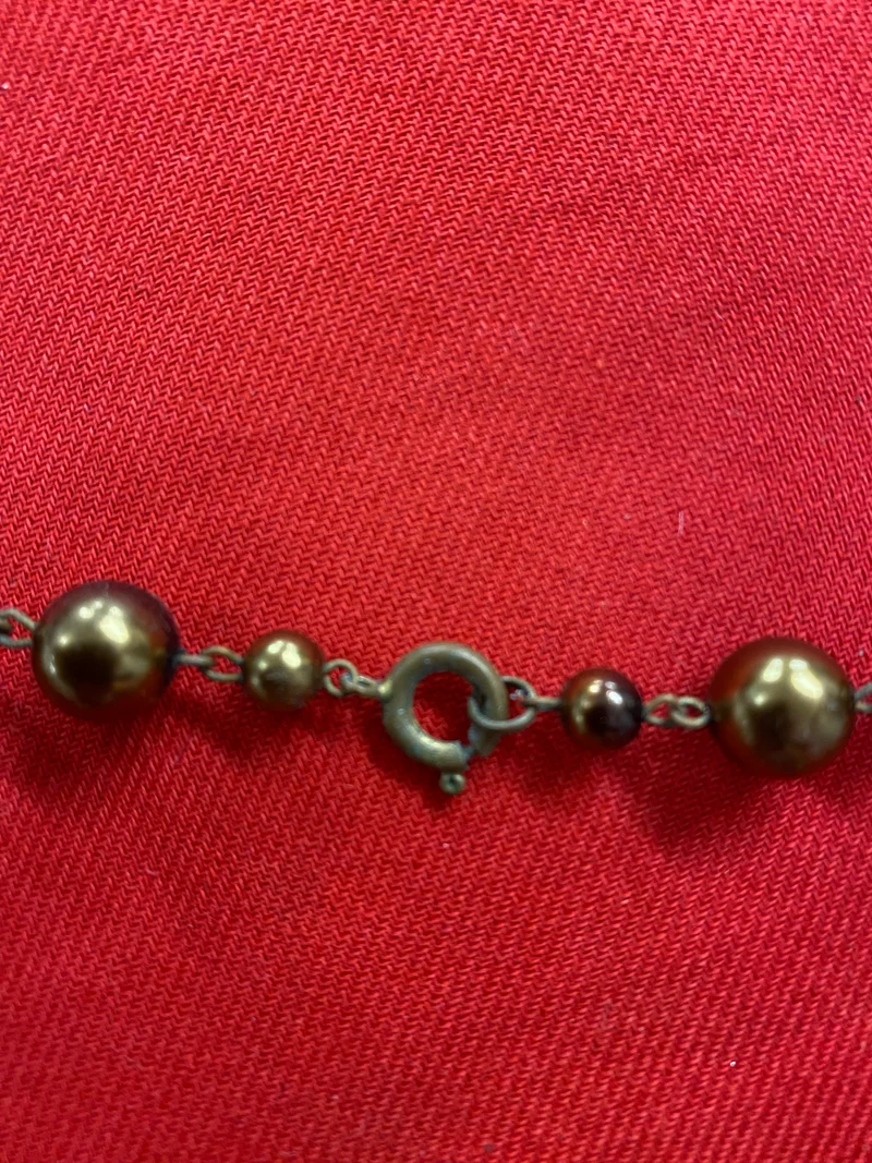 Vintage Perlenkette bronze mit Strasssteinen
