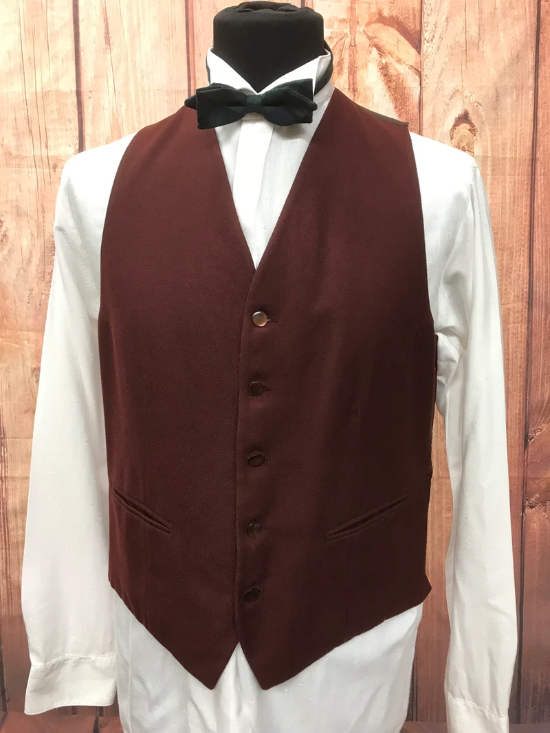 Vintage Frackweste bordeaux Schurwolle handmade Gr. 48