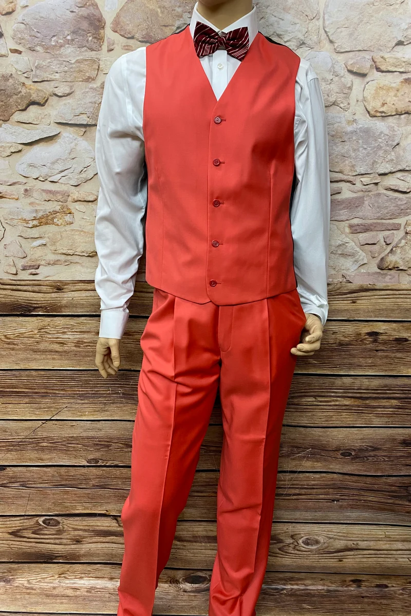 3-teiliger Anzug rot Weste Hose Fliege Gr. 48 elegant