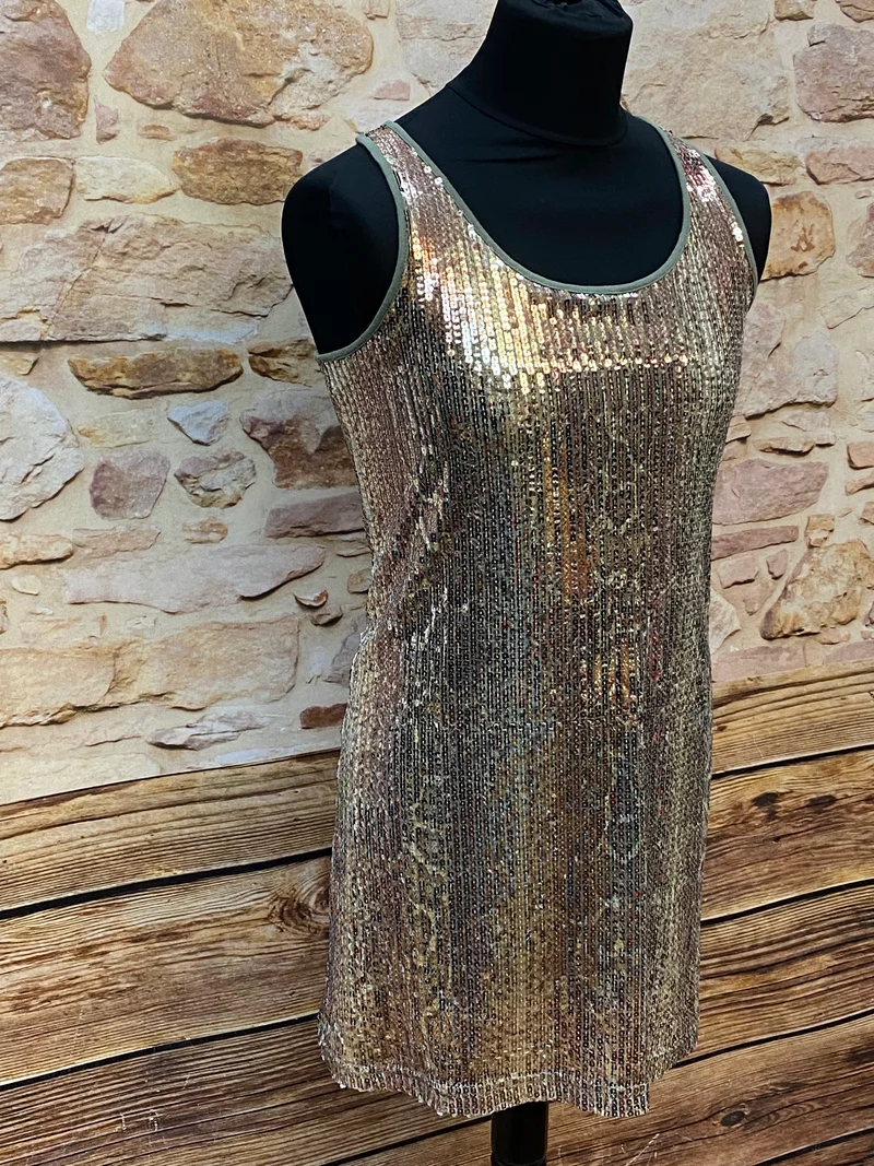Cocktailkleid gold Pailletten Mini Soul Gr. S Party