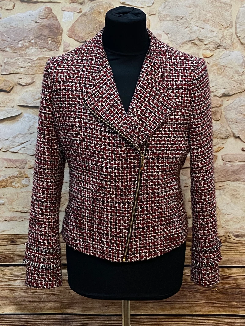 Kurze Damen Jacke Vintage-Stiil Gr.44 Salt & Pepper Muster