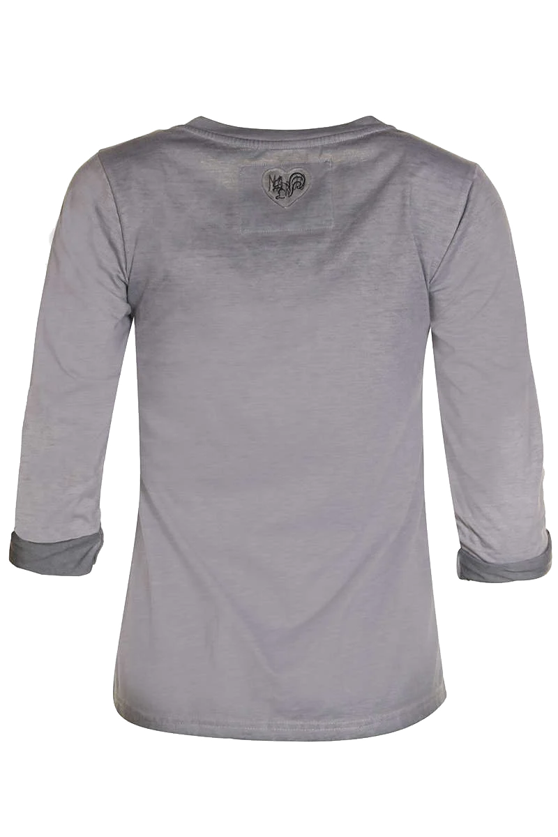 Damen Trachten-Shirt mit 3/4-Arm mit Pailetten-Applikationen