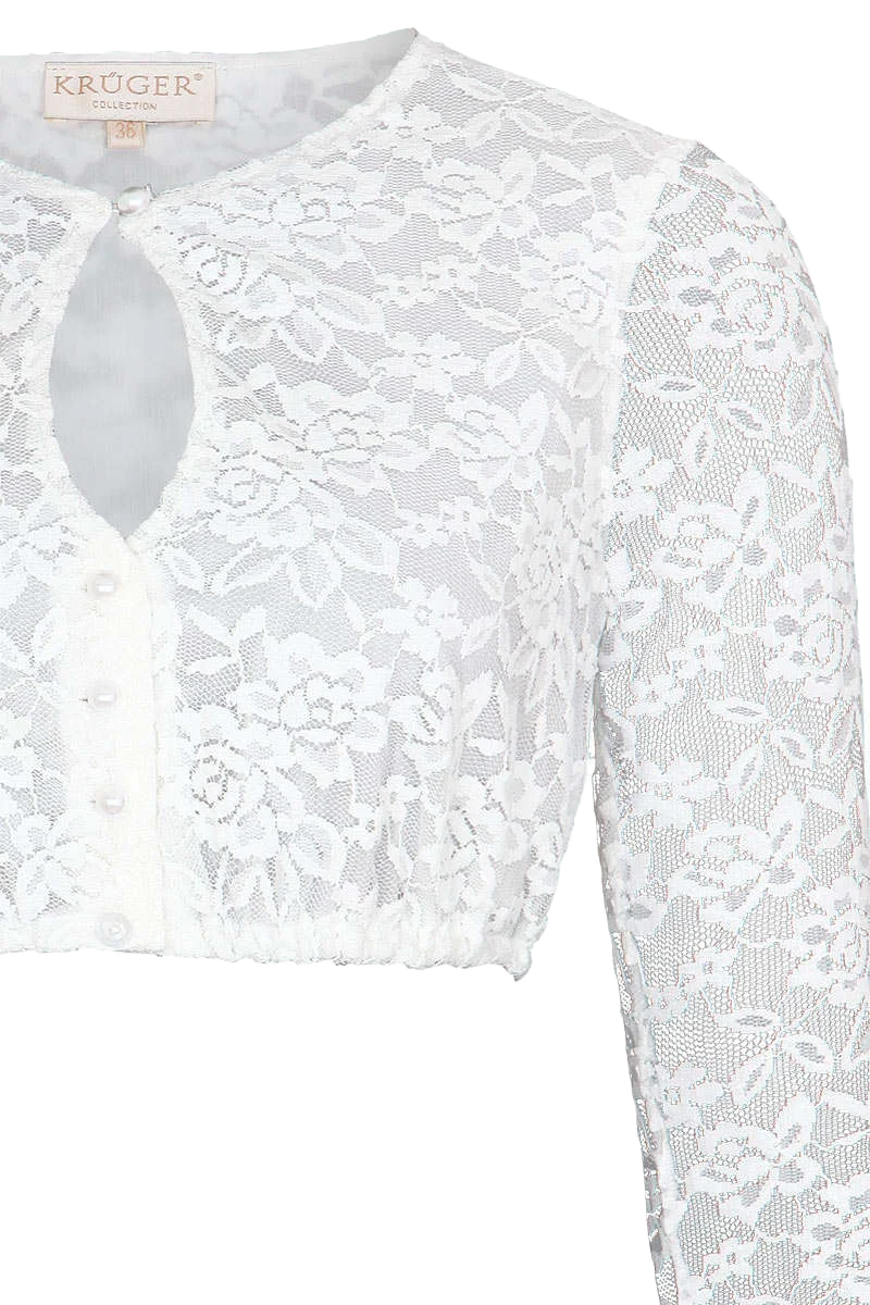 Spitzen-Dirndlbluse hochgeschlossen mit 3/4 Ärmel