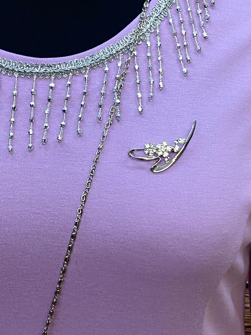Charlestonkleid Flieder Gr. 50 mit Kopfschmuck