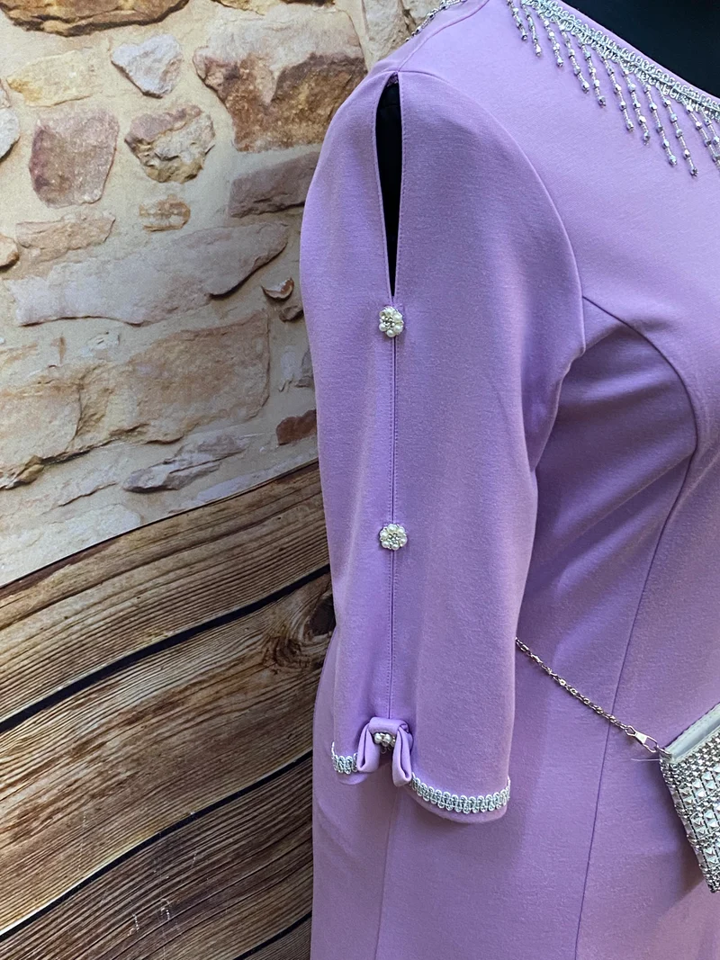 Charlestonkleid Flieder Gr. 50 mit Kopfschmuck
