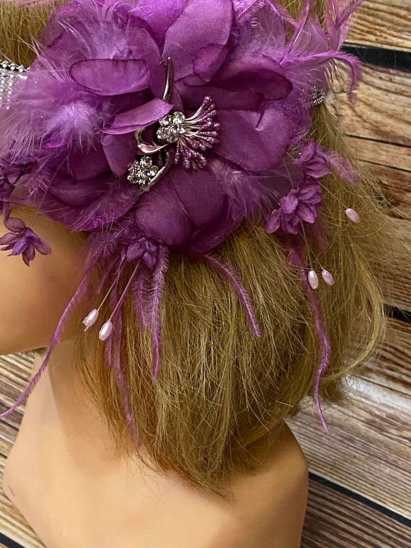Charlestonkleid Flieder Gr. 50 mit Kopfschmuck