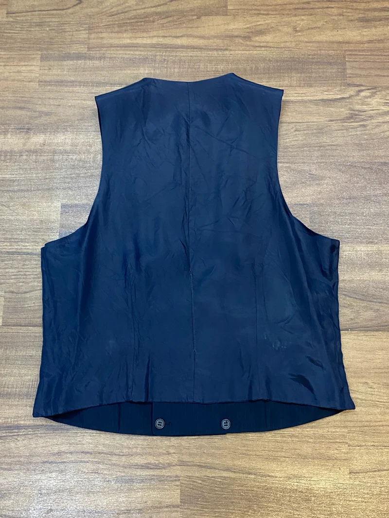 Vintage Smokingweste dunkelblau gestreift zweireihig Gr. 50