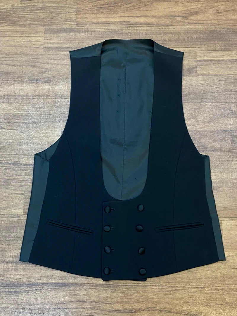 Vintage Smokingweste schwarz Schurwolle einreihig Gr. 46