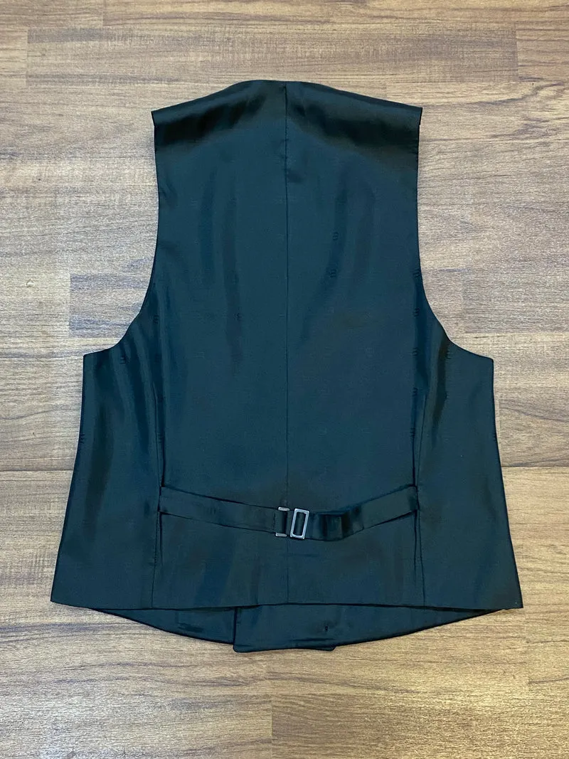 Vintage Smokingweste schwarz Schurwolle einreihig Gr. 46