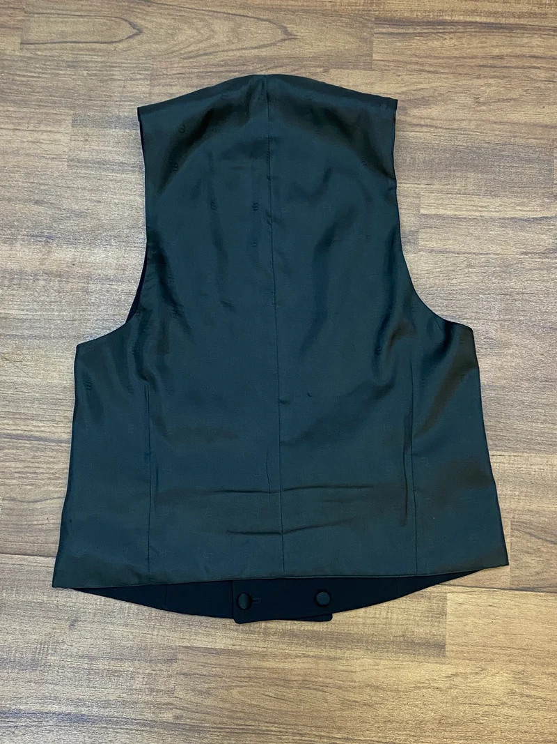 Vintage Smokingweste schwarz Schurwolle einreihig Gr. 46