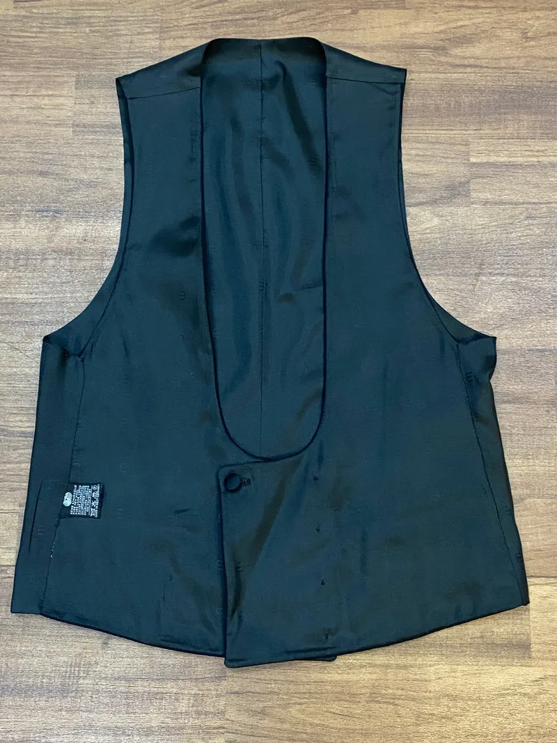 Vintage Smokingweste schwarz Schurwolle einreihig Gr. 46