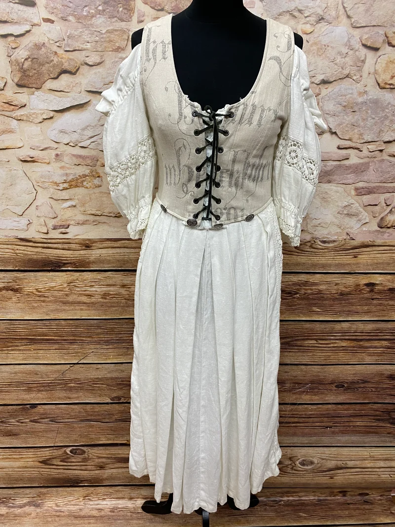 Optimale Überschrift Vintage Trachtenkleid Stockerpoint Leinen natur Gr. 38