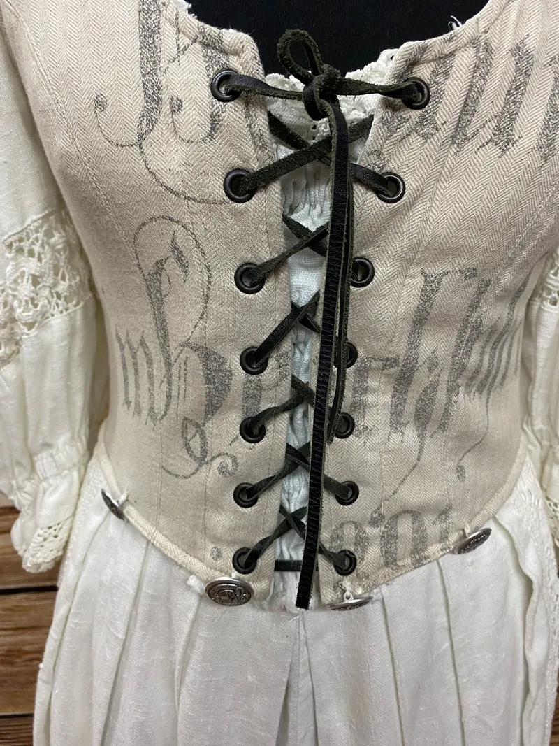 Optimale Überschrift Vintage Trachtenkleid Stockerpoint Leinen natur Gr. 38