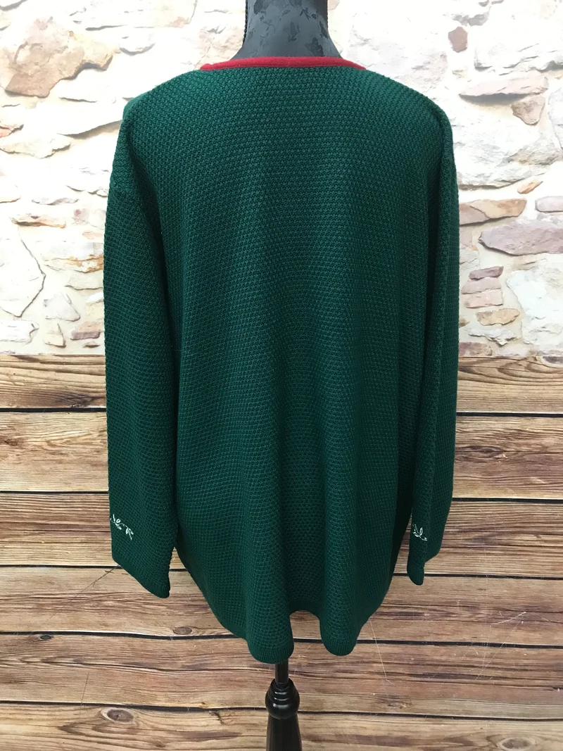 Trachten Strickjacke Damen Größe 50 – grün/rot