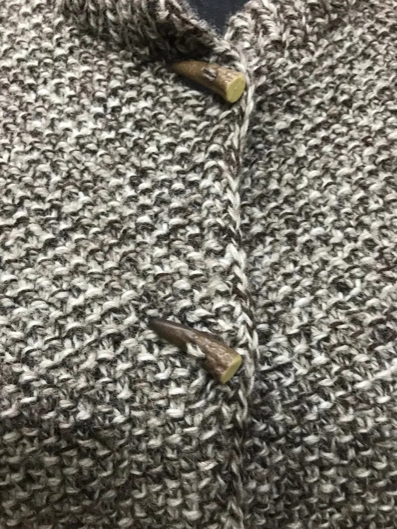 Vintage Trachten Strickjacke Damen Braun-Beige mit Edelweiß – Größe 46