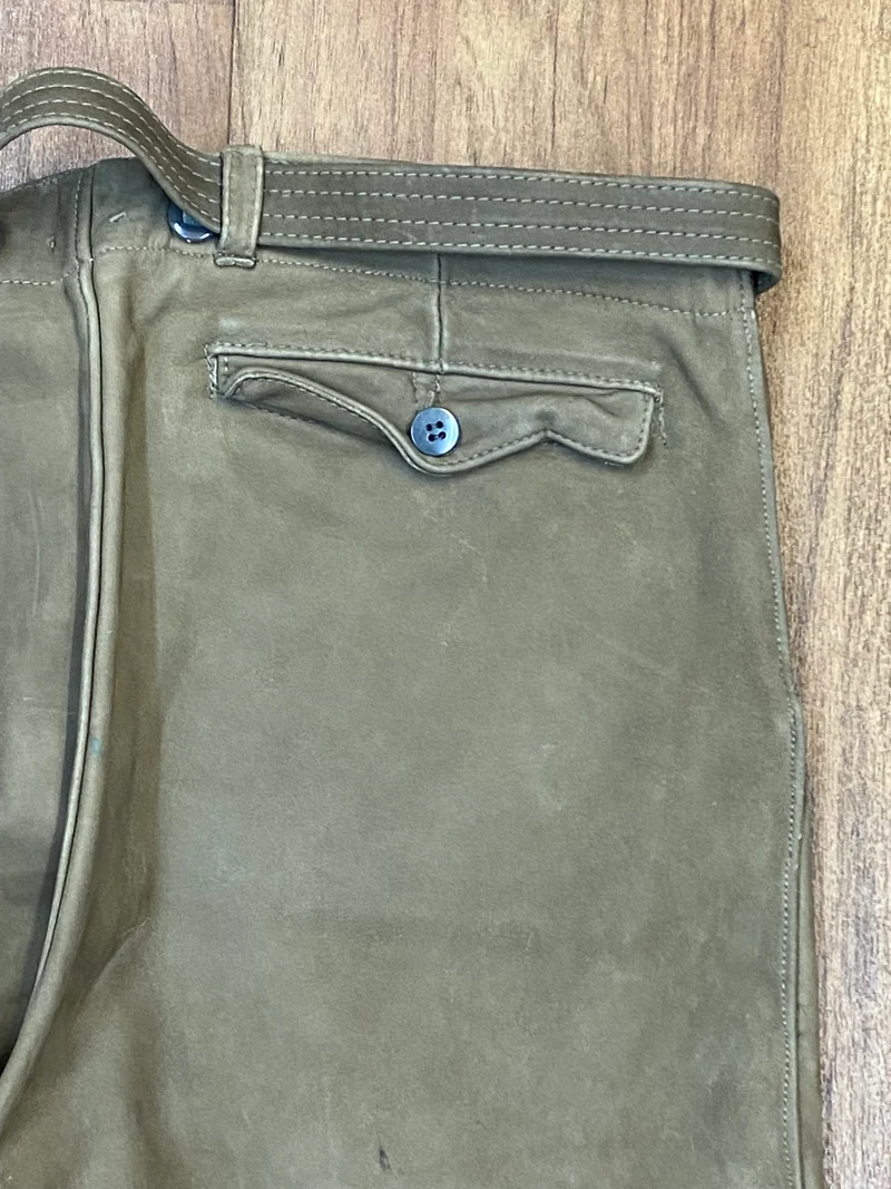Vintage Kniebundlederhose Herren 70er/80er Echtleder Grün Gr. 48