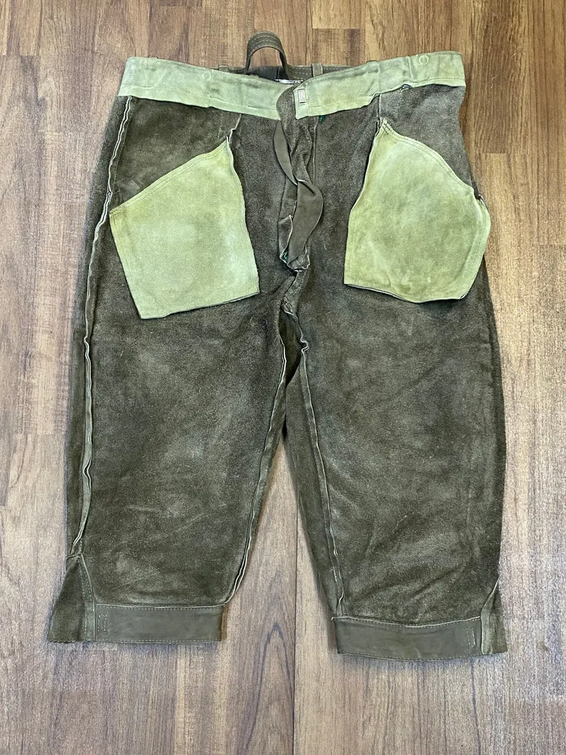 Vintage Kniebundlederhose Herren 70er/80er Echtleder Grün Gr. 48