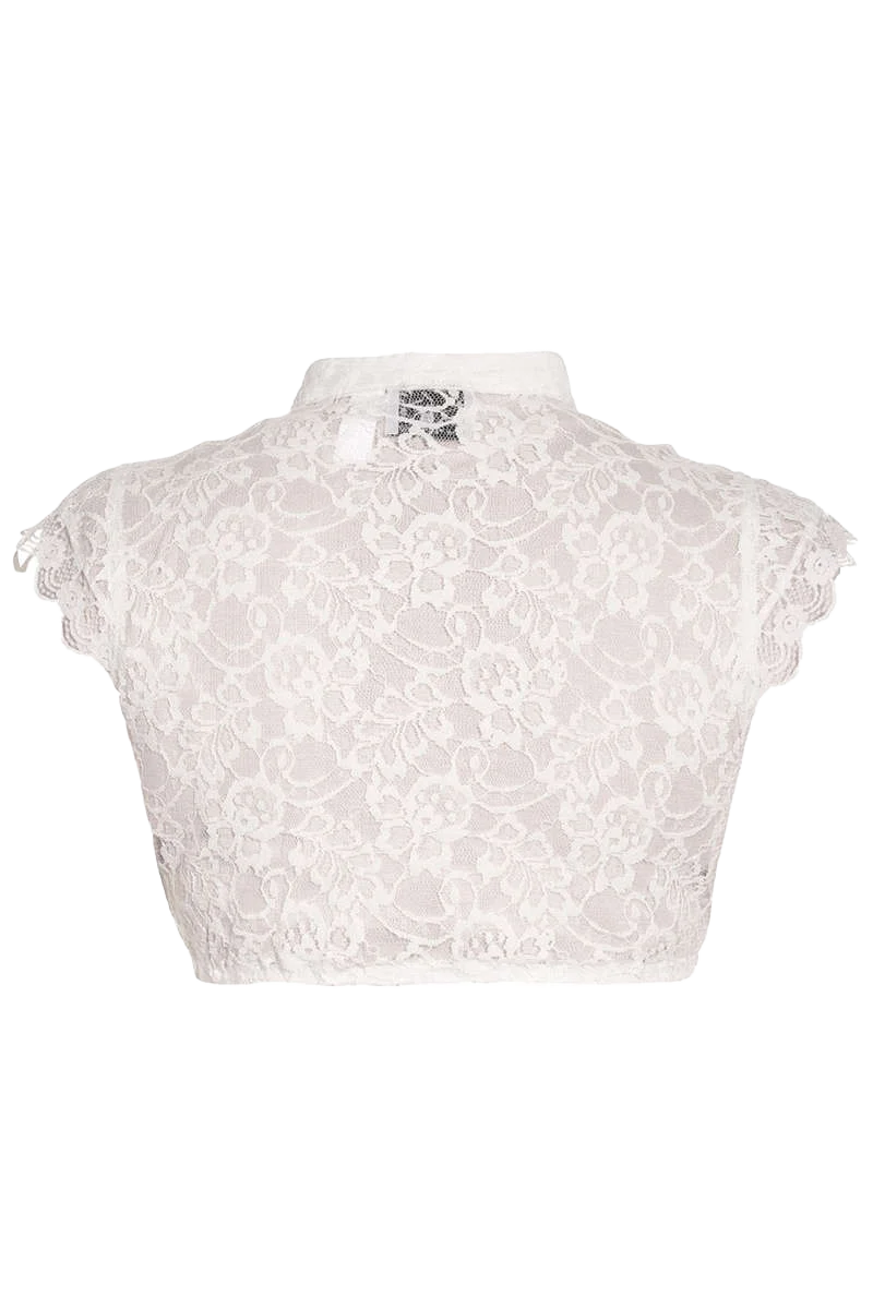 Dirndl Spitzenbluse hochgeschlossen mit Flügelärmel