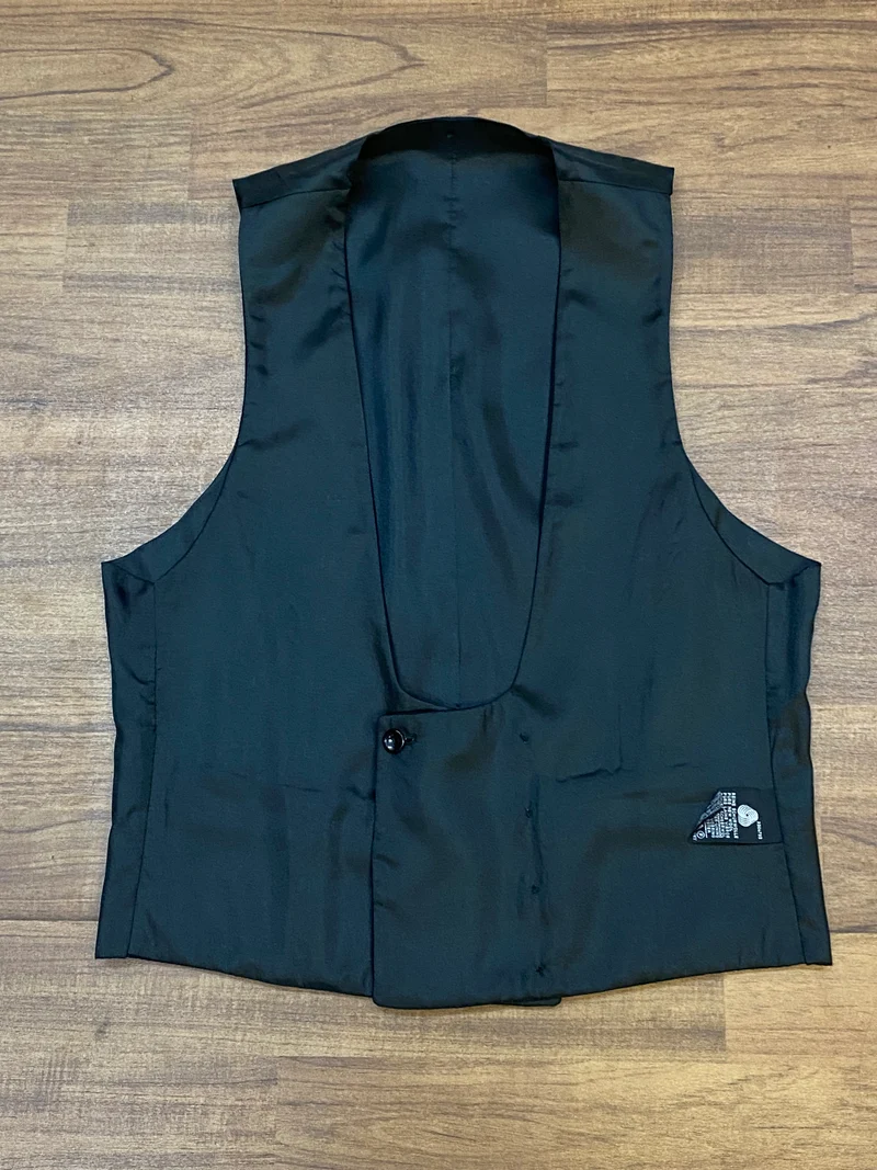 Vintage Smokingweste schwarz Schurwolle zweireihig Gr. 48