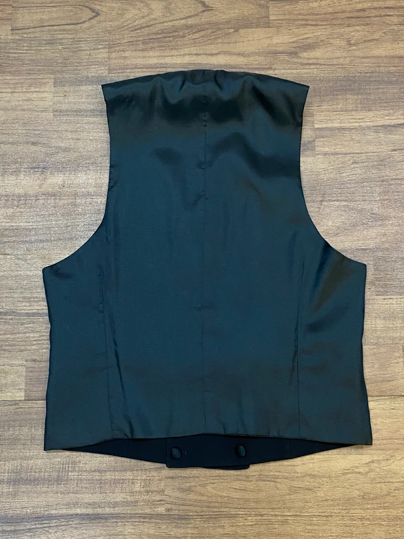 Vintage Smokingweste schwarz Schurwolle zweireihig Gr. 48
