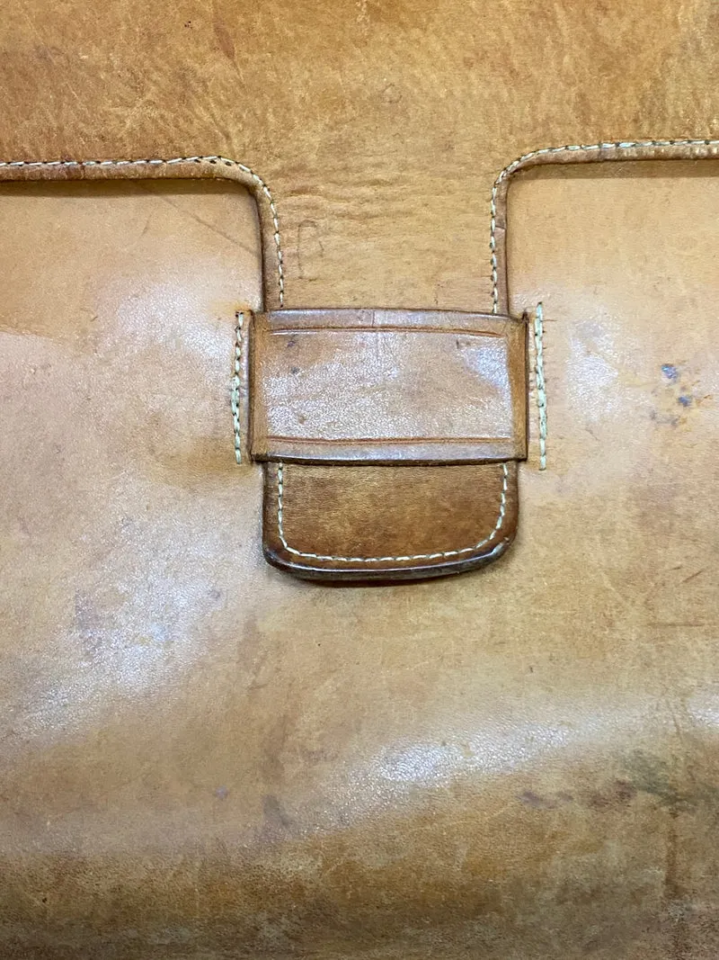 Antike Schultasche, Vintage Ledertasche mit Trageriehmen