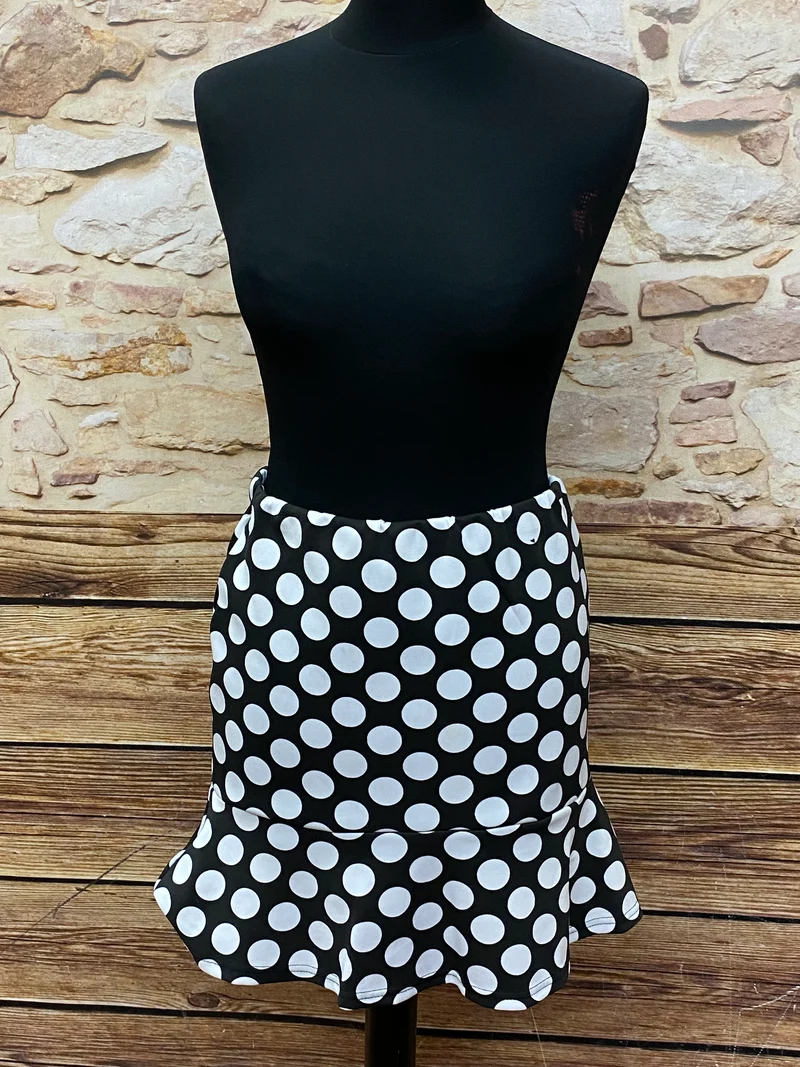 Vintage Minirock schwarz weiß gepunktet Gr. 36 – 60er Jahre Retro Look