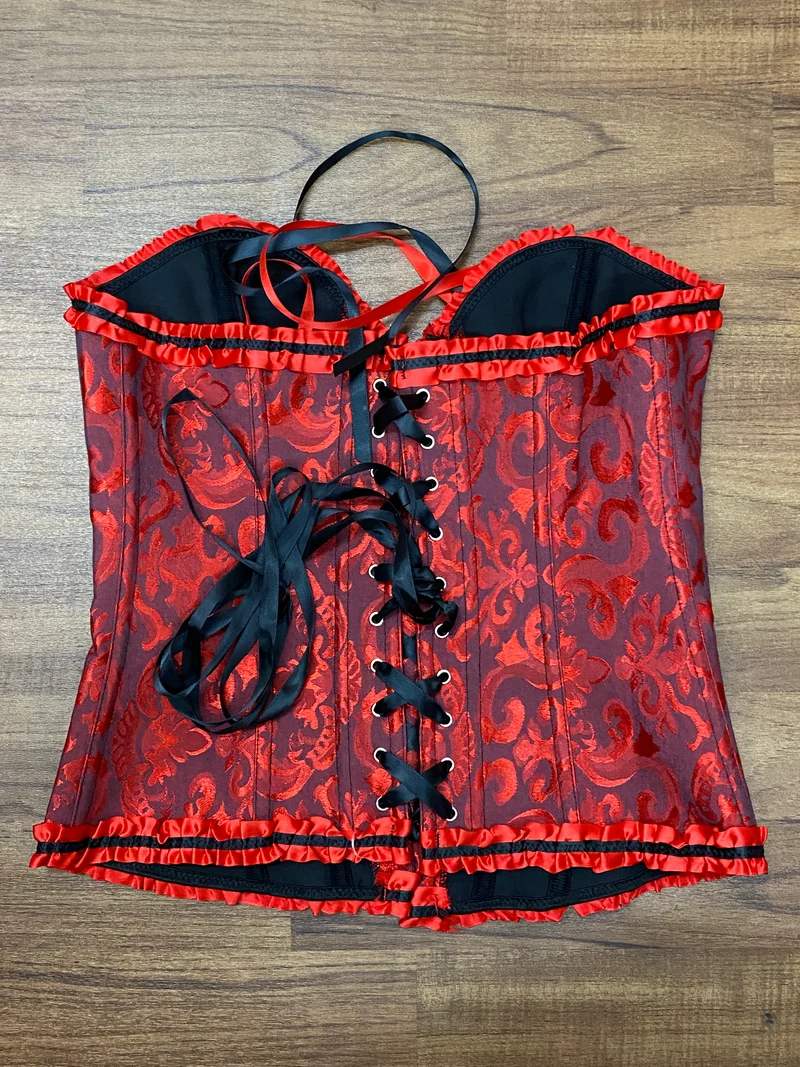 Steampunk Korsett Schwarz-Rot Gr. L mit Schnürung