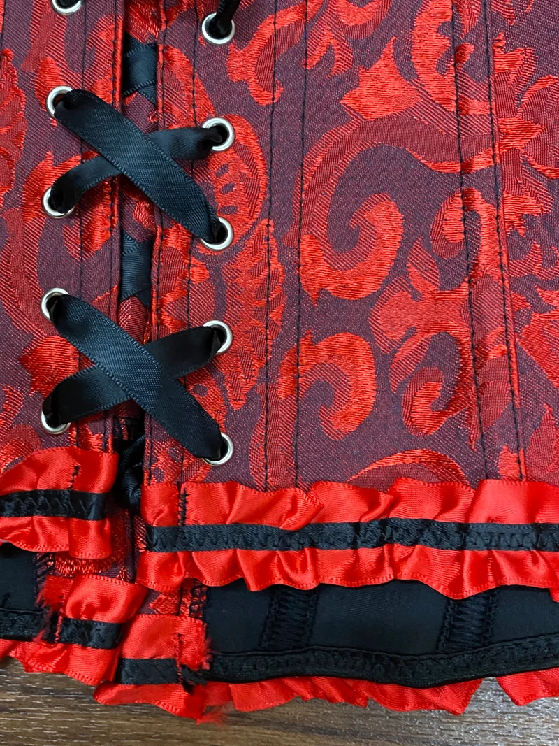 Steampunk Korsett Schwarz-Rot Gr. L mit Schnürung