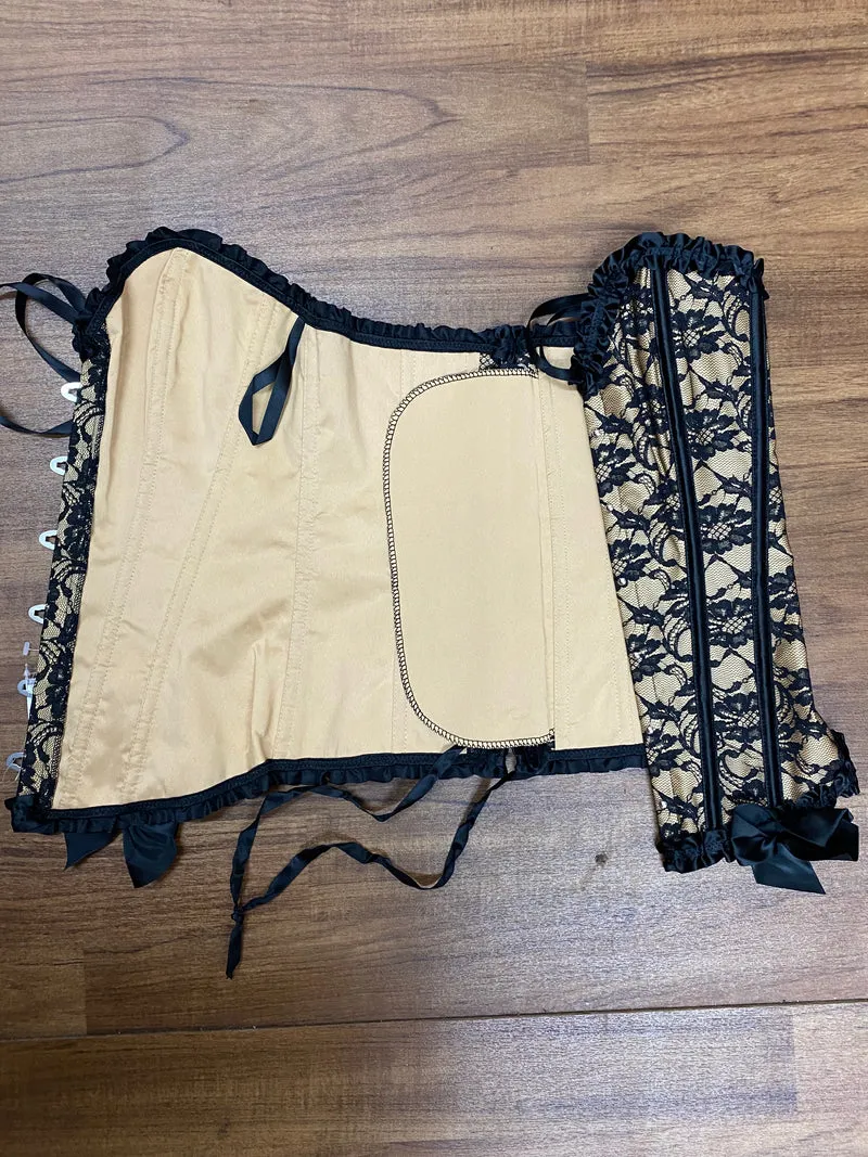 Steampunk Corsage Beige-Schwarz Gr. S