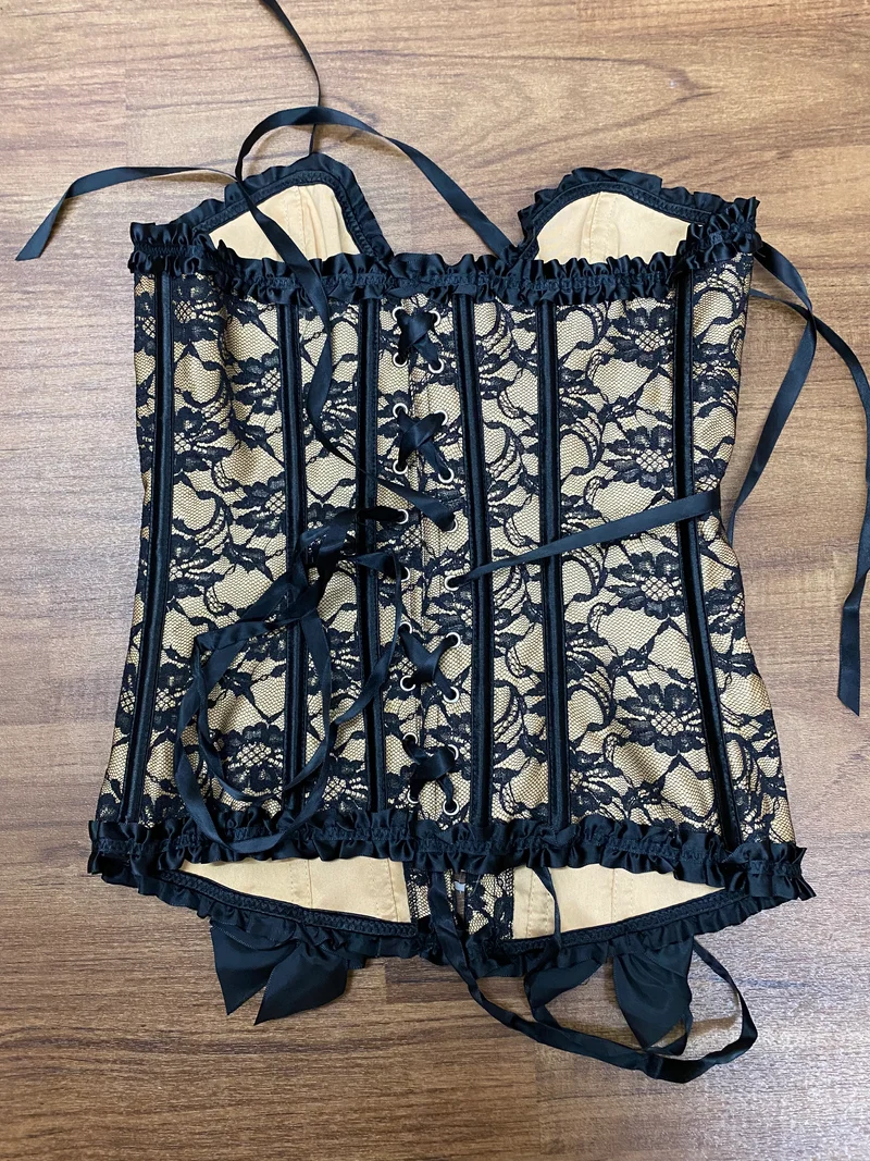 Steampunk Corsage Beige-Schwarz Gr. S